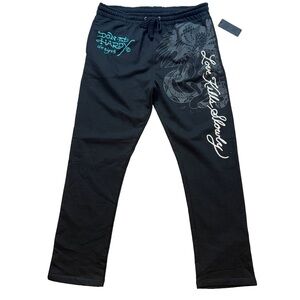Men's Black Graphic Pants